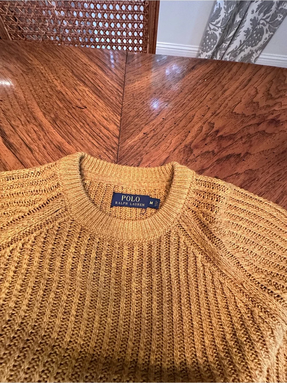 Polo by Ralph Lauren Mustard Yellow Ribbed Crewneck Sweater